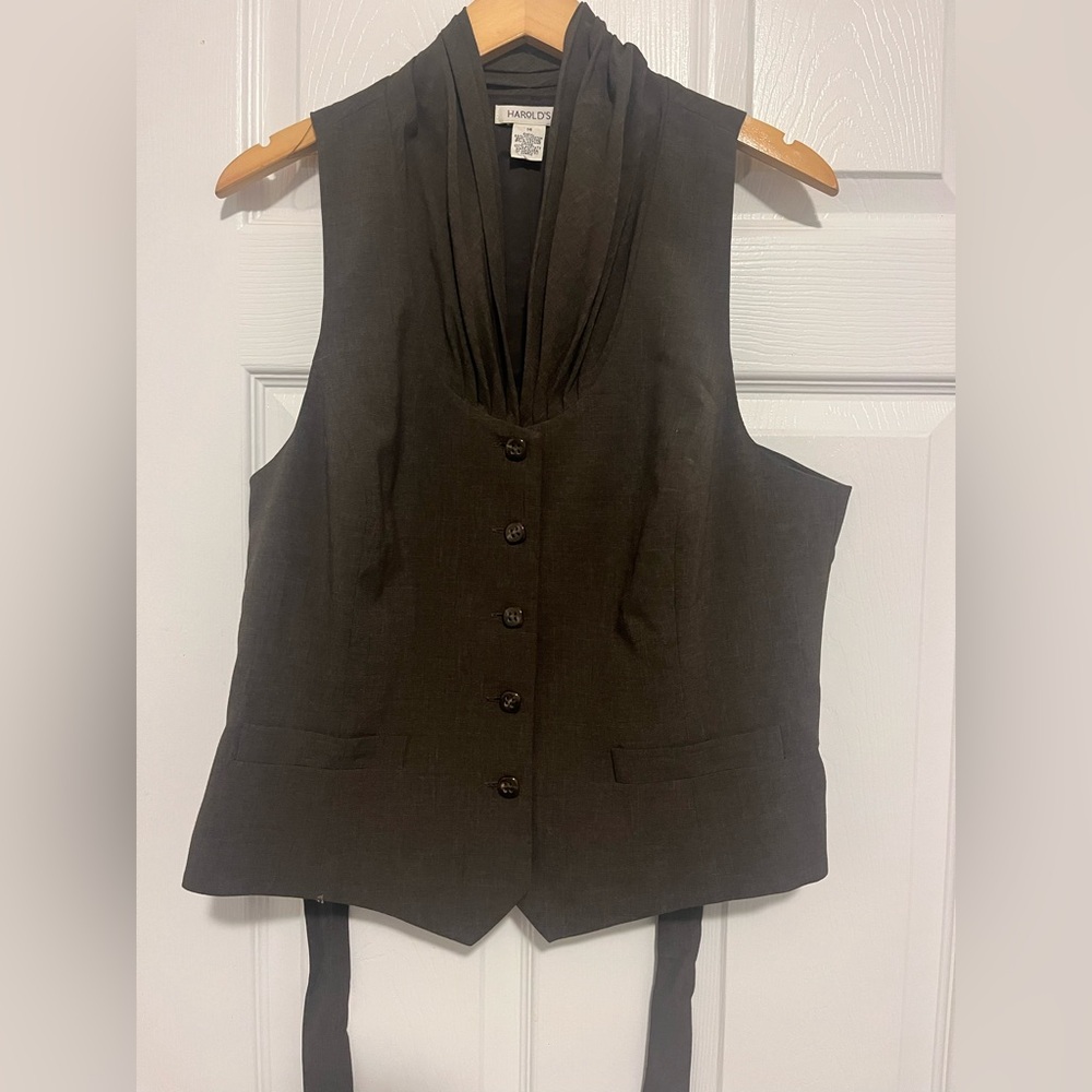 Harold's Chocolate Brown Suit Vest Womens Size 14